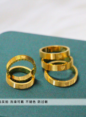 金店同款天生一对爱心钛钢戒指