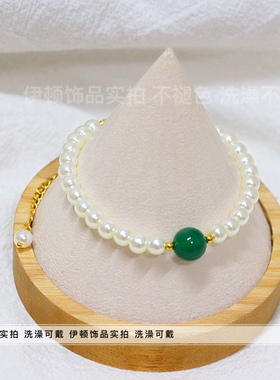 钛钢女复古青黛猫眼石手链手饰