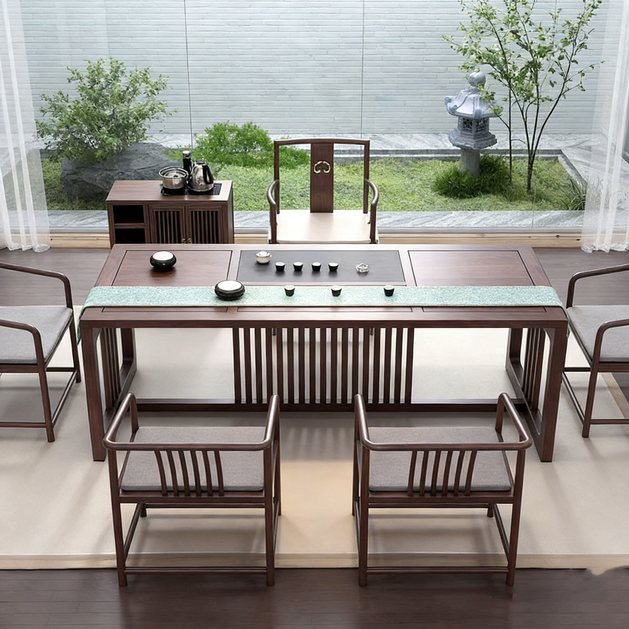 宋式美学2026黑胡桃木茶桌椅家用别墅高端定制设计师同款家具茶台,淘宝优惠券,粉丝福利购,淘宝优惠卷