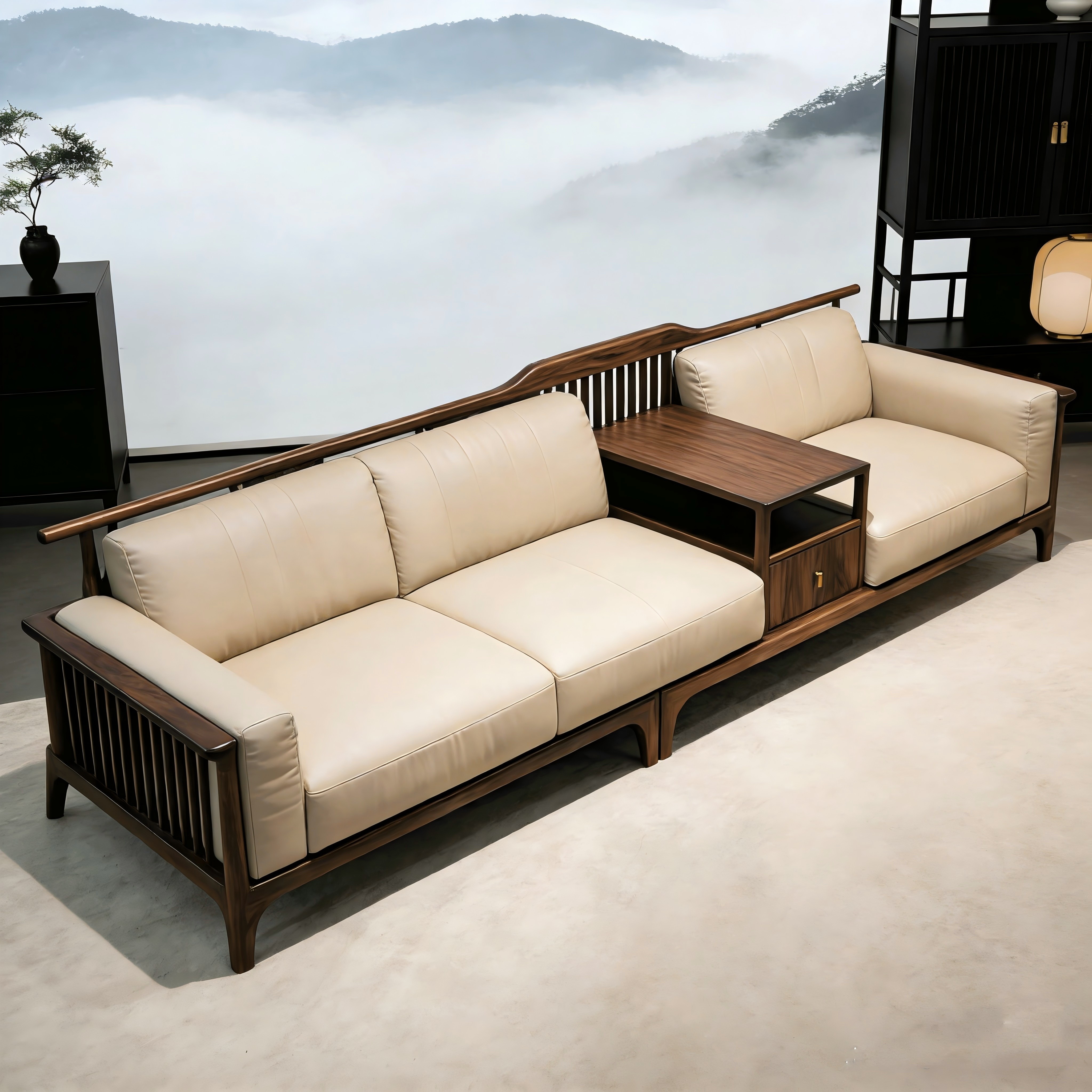 高端定制宋式美学黑胡桃木接待沙发设计师同款办公室酒店民宿家具,淘宝优惠券,粉丝福利购,淘宝优惠卷