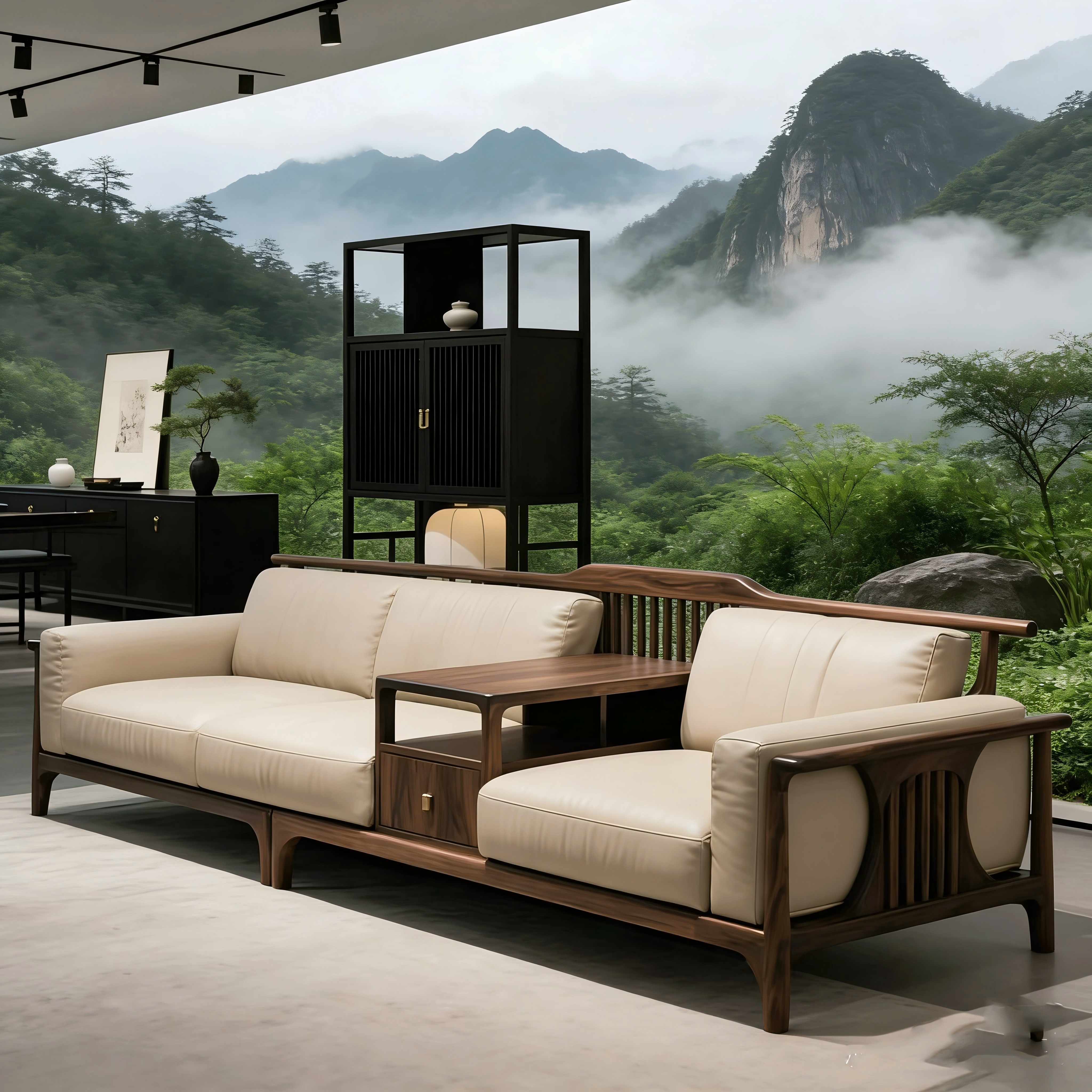 高端定制宋式美学黑胡桃木接待沙发设计师同款办公室酒店民宿家具,淘宝优惠券,粉丝福利购,淘宝优惠卷