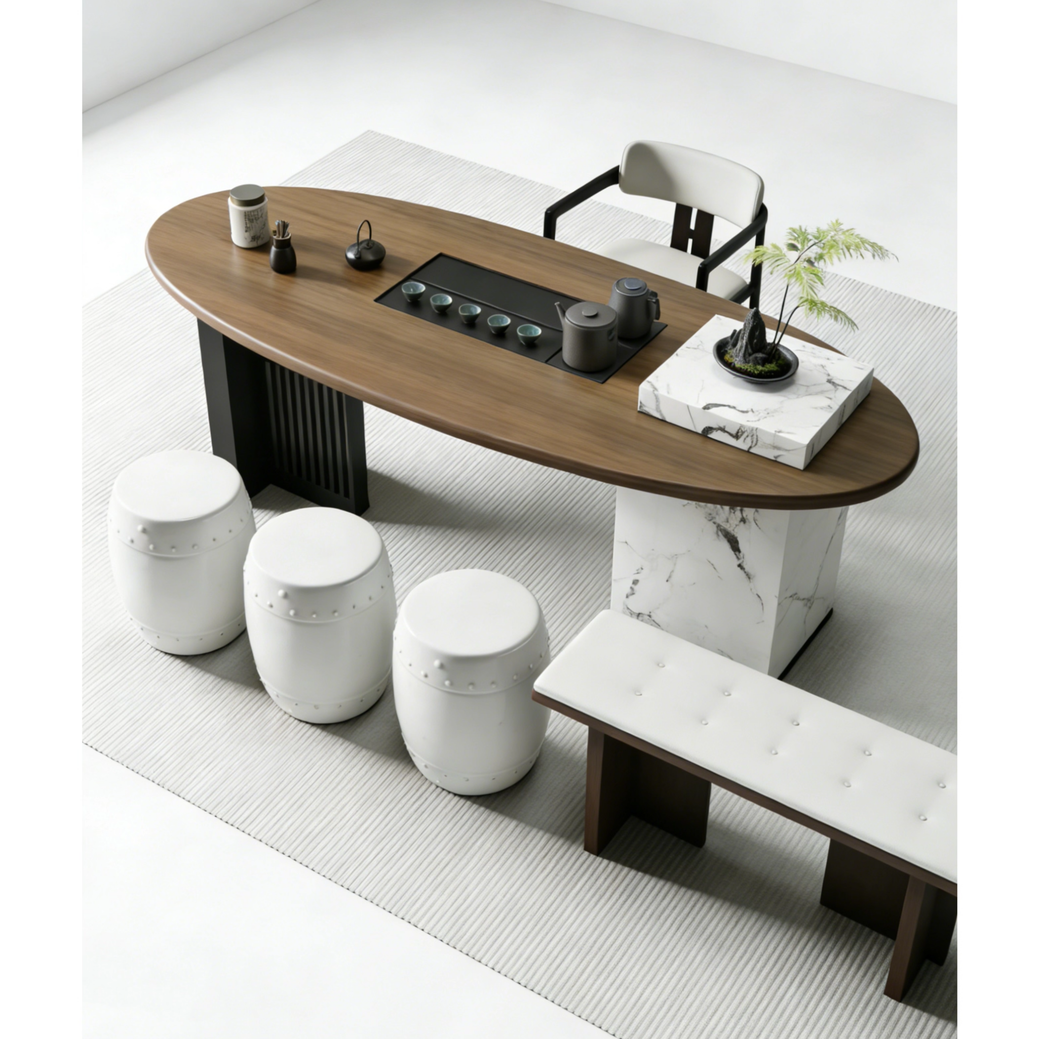 宋式美学休闲黑胡桃木白蜡木茶桌茶艺茶道高端定制设计师同款茶台,淘宝优惠券,粉丝福利购,淘宝优惠卷