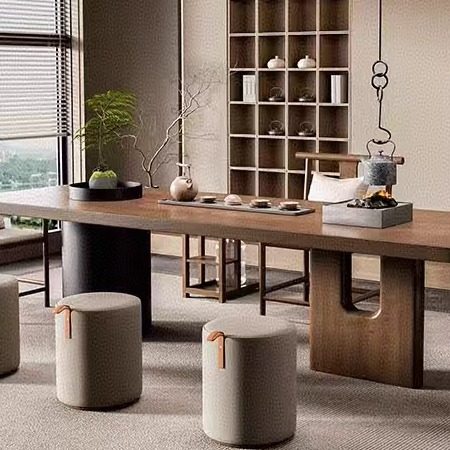 宋式美学设计师同款黑胡桃木茶桌椅高端定制办公室茶室茶楼泡茶桌,淘宝优惠券,粉丝福利购,淘宝优惠卷