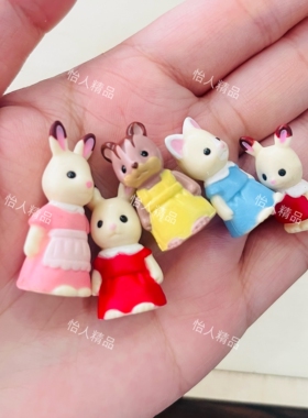正散货迷你森林小动物小兔子摆件收藏玩具人偶过家家微缩公仔食玩