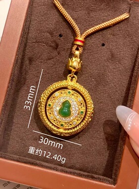 香港纪梵哲铜合金新中式小众设计感点钻花丝平安扣女葫芦罗盘可旋
