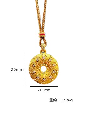 铜合金轻奢高级感镂空镶钻四叶草花丝平安扣女款精致圆形设计挂坠