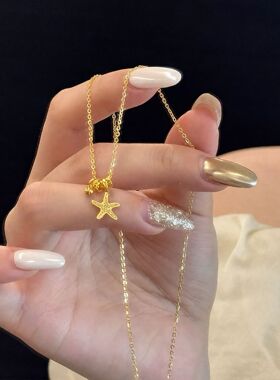 香港纪梵哲铜合金饰品爆闪碎冰冰小海星星吊坠项链女气质复古毛衣