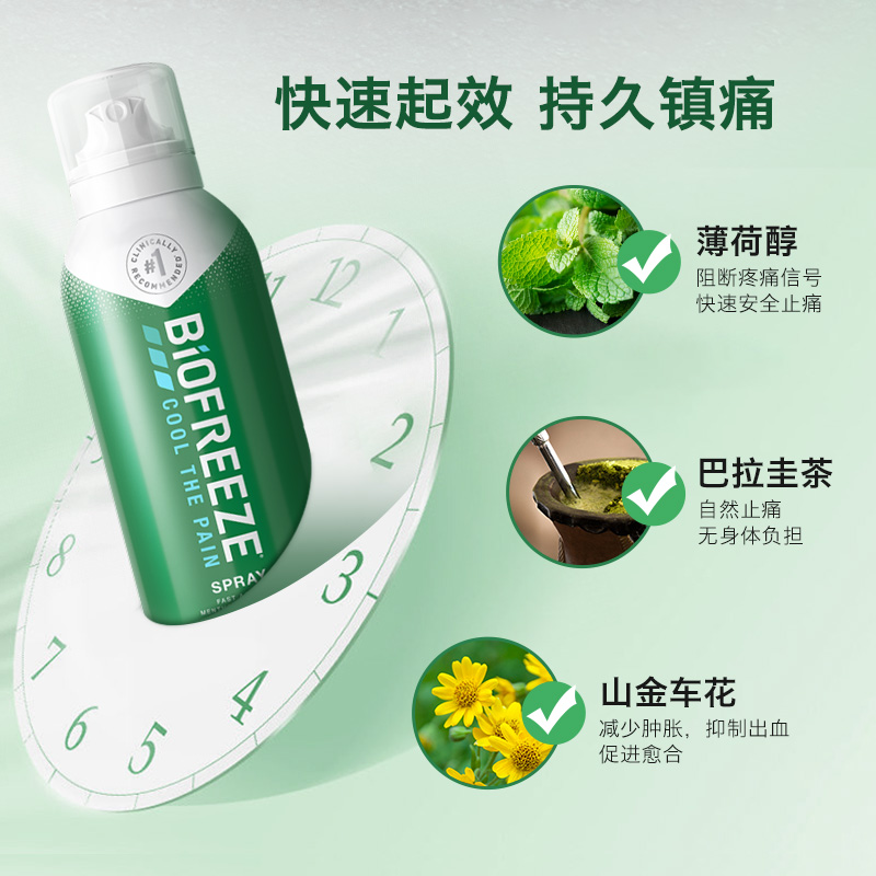 biofreeze美国碧冰急速止痛运动喷雾肌肉拉伤跌打扭伤冰敷-图2