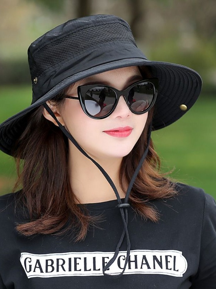 帽子女夏季透气网孔太阳帽女款时尚帽子可折叠户外旅游度假帽时髦