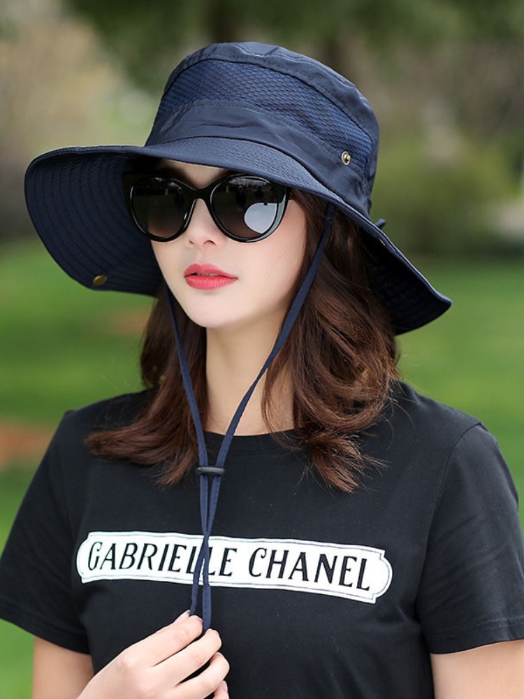 帽子女夏季透气网孔太阳帽女款时尚帽子可折叠户外旅游度假帽时髦