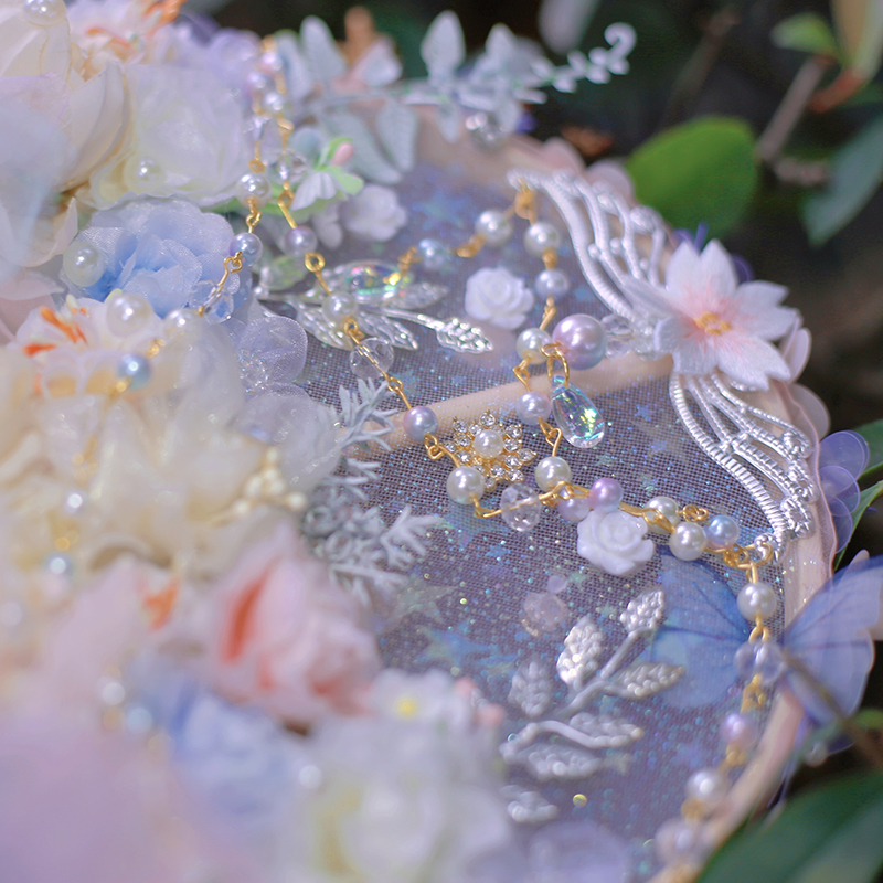 {春与樱}六芒星原创lolita手作中华风洛丽塔天国少女春丽捕梦团扇 - 图2