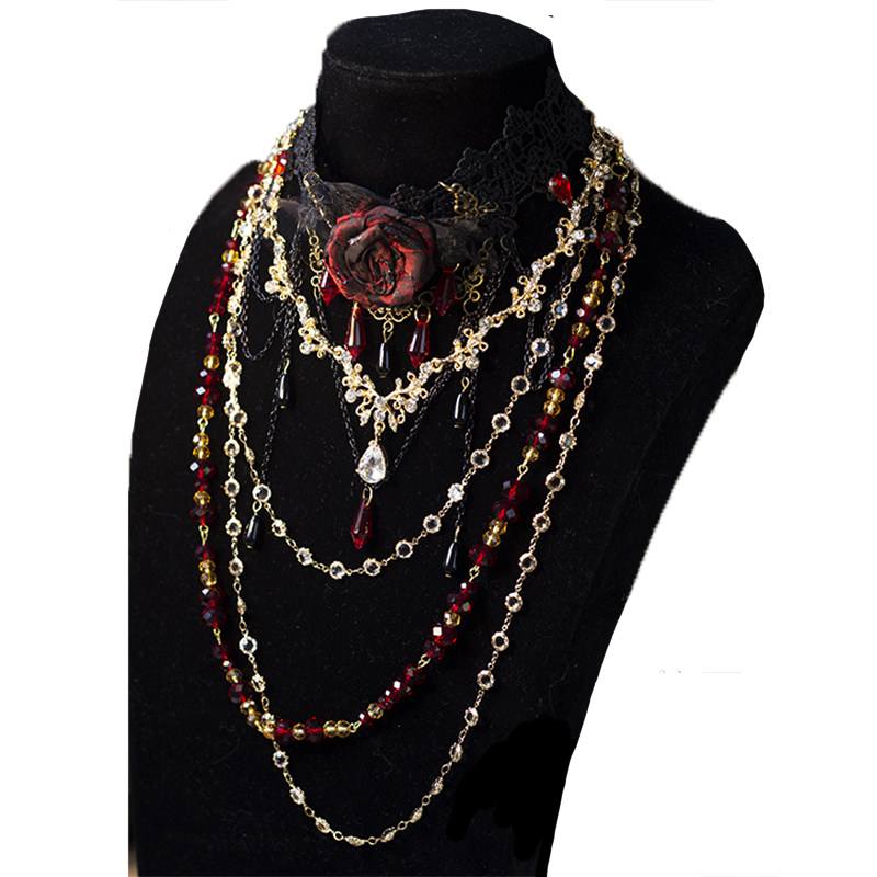 [侘寂玫瑰骑士]六芒星原创lolita手作万圣节哥特暗黑蕾丝项链配饰 - 图3