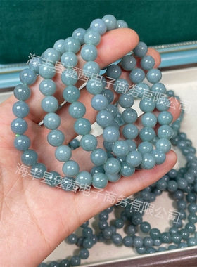 天然蓝水翡翠圆珠手链单圈手串DIY手链材料直播福利品厂家批发