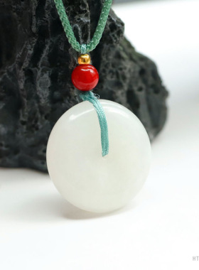 天然和田玉白玉吊坠平安扣玉石玉器珠宝玉挂坠男女羊脂白玉高端