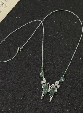 2024新款小蝴蝶冰透小花编绳项链手工编织成品锁骨链新中式颈链女