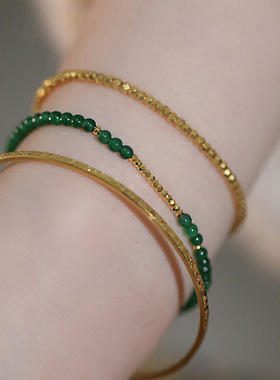 绿意盎然翡翠色阳绿小米珠手链玛瑙珠子手串女款新中式国风手饰