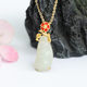 S925 Silver Inlaid Natural Hetian Jade Pendant White Jade Green Bean Fu Bean Festival Gift High-end and Versatile for Your Girlfriend