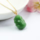 18k gold set with natural Hetian jade pendant, jasper Pixiu necklace, spinach green animal year gift, high-end light luxury