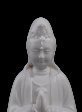 车载如来德化陶瓷白瓷合掌观音车载装饰工艺品桌面掌上观音小摆件