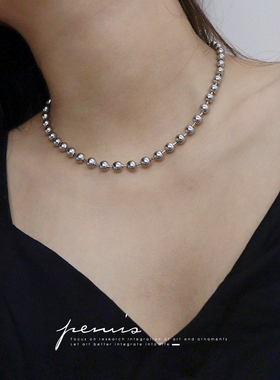 钛钢夸张圆珠链男女同款个性项链