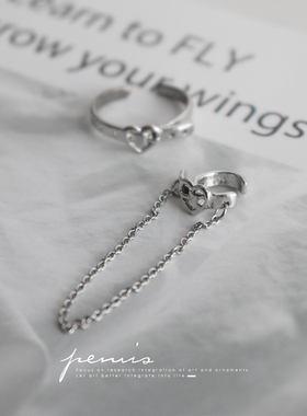 爱心皮带扣个性链条耳骨夹戒指