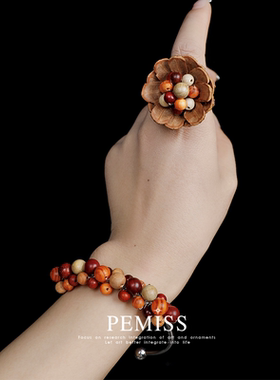 檀木木质木头手镯项链新中式国风