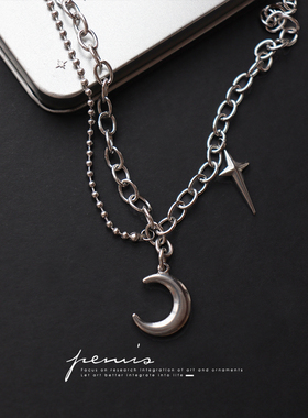 星月钛钢男女同款个性甜酷项链