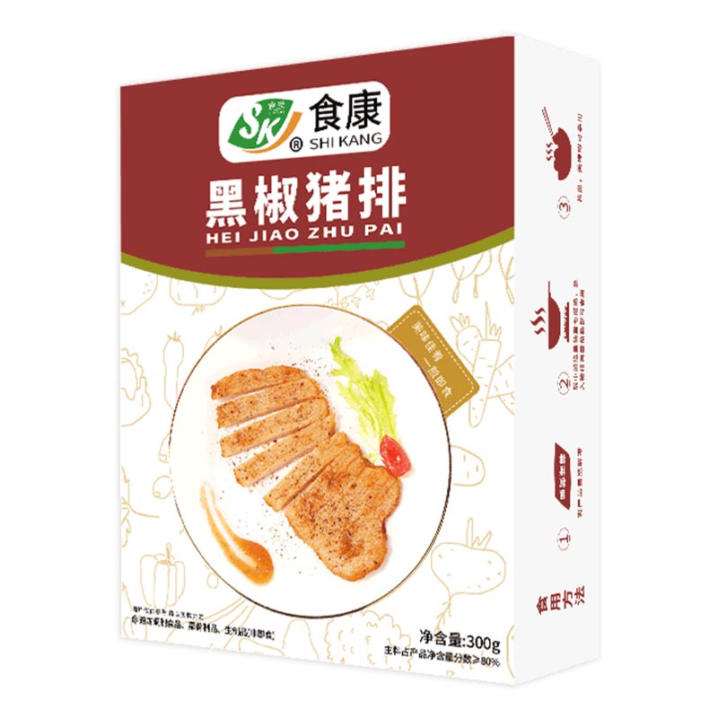 食康预制菜黑椒猪排半成品冷冻原切猪扒调理腌制商用特色烧烤食材-图3