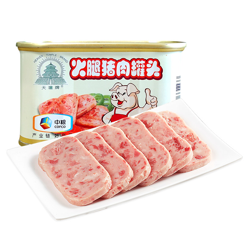 中粮天坛火腿猪肉小白猪午餐肉罐头198g火锅泡面家庭囤货储备食品 - 图3