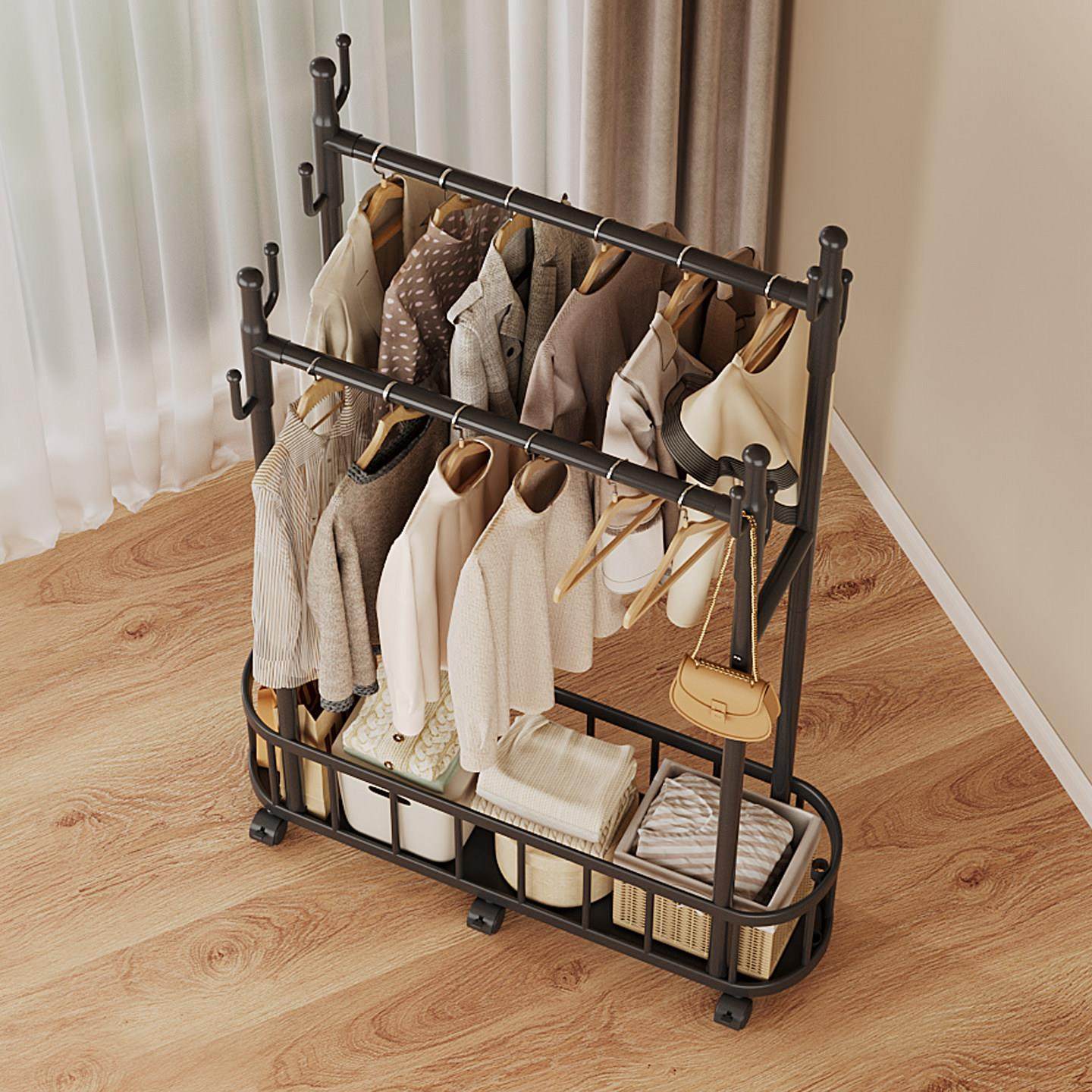 加粗挂衣架落地卧室内衣帽架宿舍小型简易家用衣服收纳晾衣架移动,淘宝优惠券,粉丝福利购,淘宝优惠卷