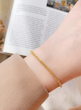 满天星麻花链手链不掉色镀金钛钢