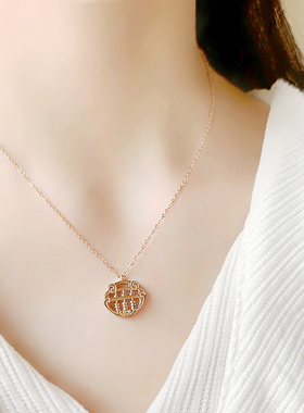 如意算盘钛钢镀金吊坠平安项链
