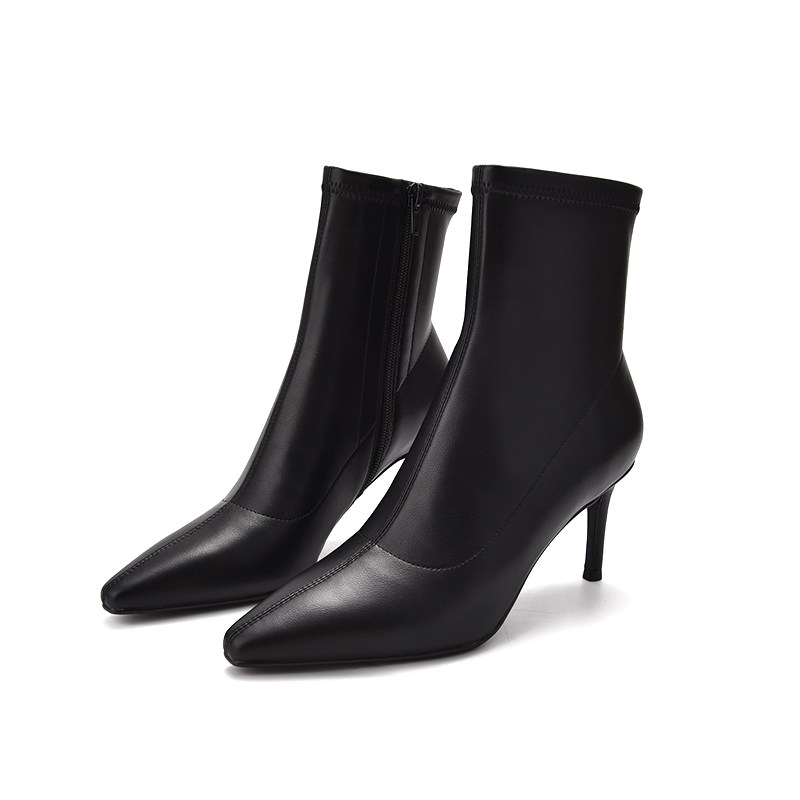 【王小毒】眼神过电●细高跟袜靴女短靴子新款侧拉链瘦瘦靴女尖头,淘宝优惠券,粉丝福利购,淘宝优惠卷