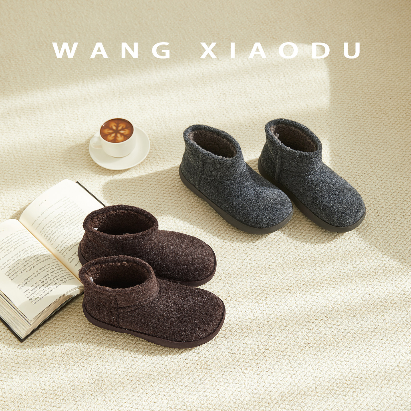 【王小毒】毛呢暖靴●4cm丑萌大头雪地靴女厚底增高防滑短筒袜靴,淘宝优惠券,粉丝福利购,淘宝优惠卷