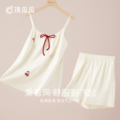 顶瓜瓜纯棉亲肤透气短袖女士睡裙顶呱呱半夏女士汗布圆领家居裙