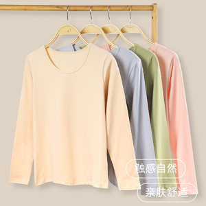顶瓜瓜女士莱卡棉保暖内衣秋冬长袖圆领上衣薄款修身内搭打底秋衣