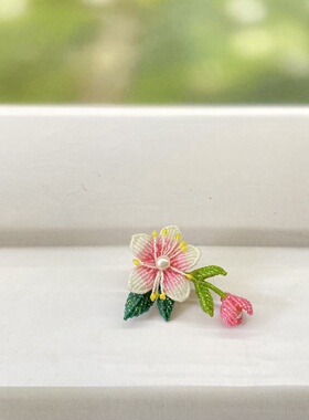 手工编织星空蜡线桃花挂件配饰穿手绳的小花带花枝花苞平结线圈