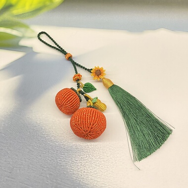 手工编织洒金大柿子汽车后视镜挂饰包挂好事发生事事如意配饰品