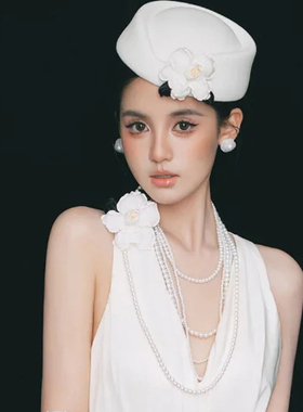 多层珍珠项链配礼服颈链女士拍照饰品五层叠戴款锁骨链中长款664