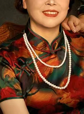 搭配旗袍珍珠项链多层中长款毛衣链颈链女复古款摄影拍照道具1026