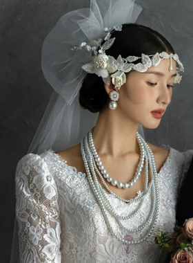 多层珍珠项链中长款毛衣链