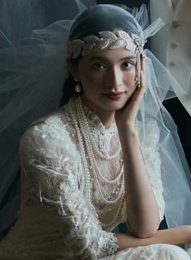 多层叠戴珍珠项链中长款