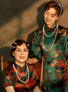 搭配旗袍珍珠项链妈妈款旗袍配饰品中长款双层叠戴颈链子女士1026