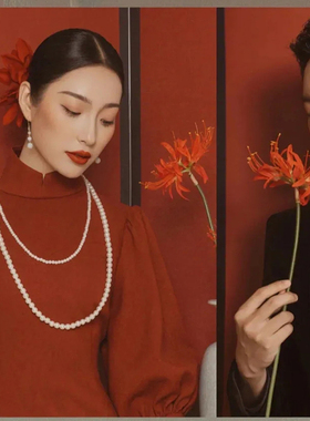 双层珍珠项链中长款颈链多层叠戴拍照配饰品女款冬季毛衣链子712