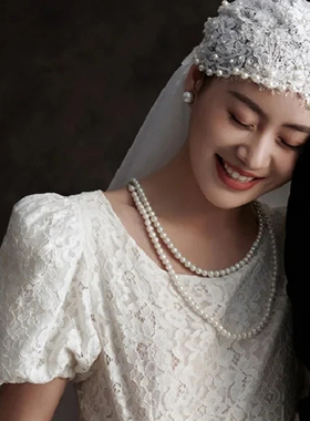 多层珍珠项链女士双层颈链法式复古拍照配饰品锁骨链毛衣链子1540