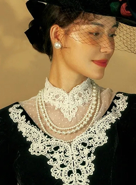 新款法式三层珍珠项链女士夏季旗袍配饰品毛衣链子中长款颈饰1398