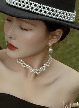 仿珍珠项链短款颈饰时尚颈链