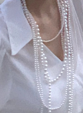 多层叠戴珍珠项链女士夏季颈链子毛衣链子中长款锁骨链子项圈489