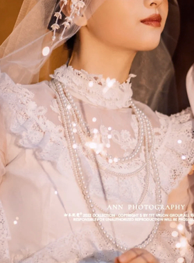 法式多层珍珠毛衣链女士配旗袍