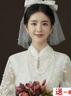 四层珍珠项链旗袍配饰品女士夏季多层叠戴颈链中长款锁骨链子514